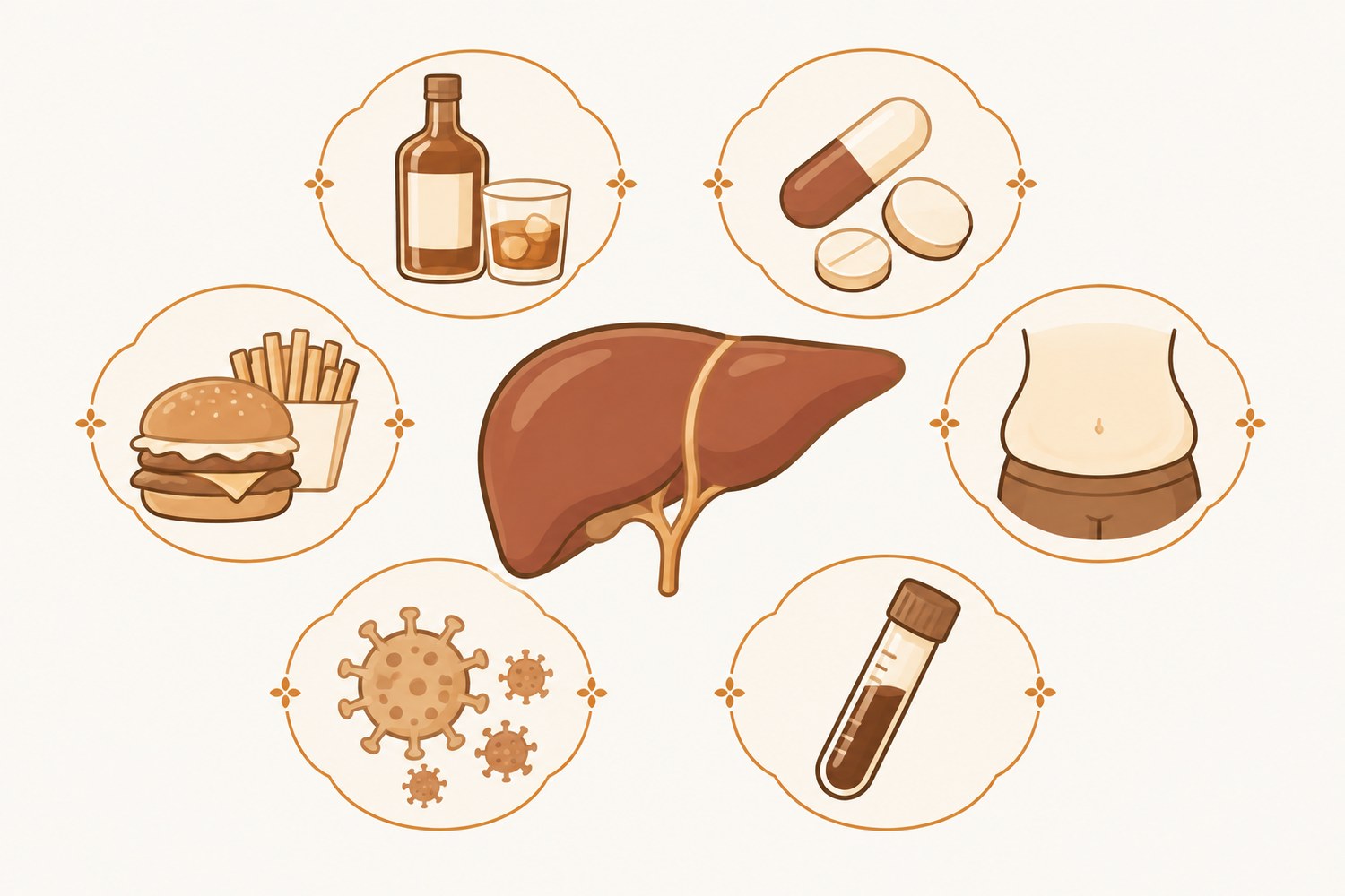 GGT 수치에 영향을 줄 수 있는 요인 - 음주, 복용 중인 약, 기름진 식사, 복부 비만, 바이러스, 혈액검사